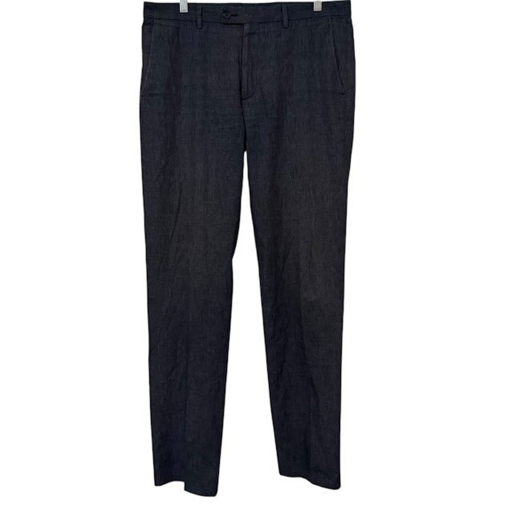 John Varvatos Charcoal Gray Linen Blend Slim Leg Trouser Pants Mens 50 (32 US)